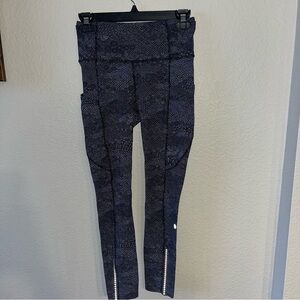 Lululemon Fast & Free 7/8 Tight II *Nulux 25" Meisai White Black Size 4